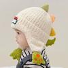 Winter Kids' Thickened Ear-Warming Windproof Fleece-Lined Beanie Cute 3D Dinosaur Knit Beanie