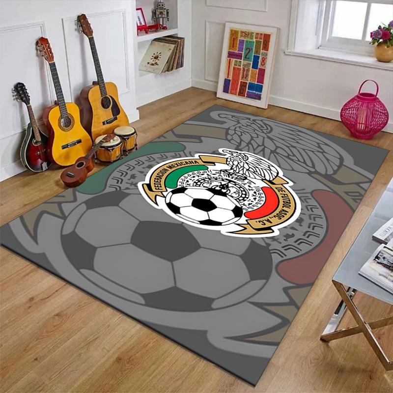 México Football Polyester Carpet, Soft Indoor Mat for Office Chair, Living Room, Computer Desk - Decorative Home Office Rug Design