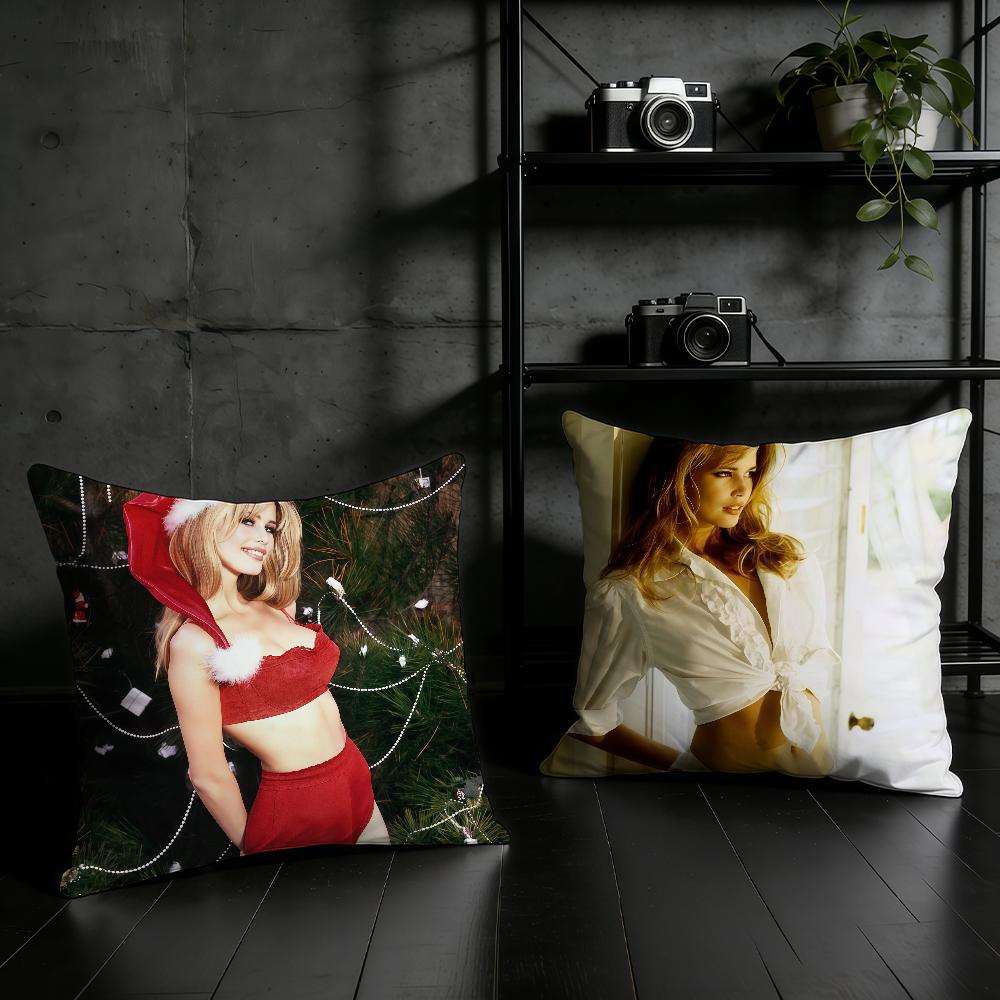 Model CClaudia Schiffer cushion cover Birthday Anniversary Gifts Double Sided Printed Zipper Cushion Cover Soft Skin Bedding