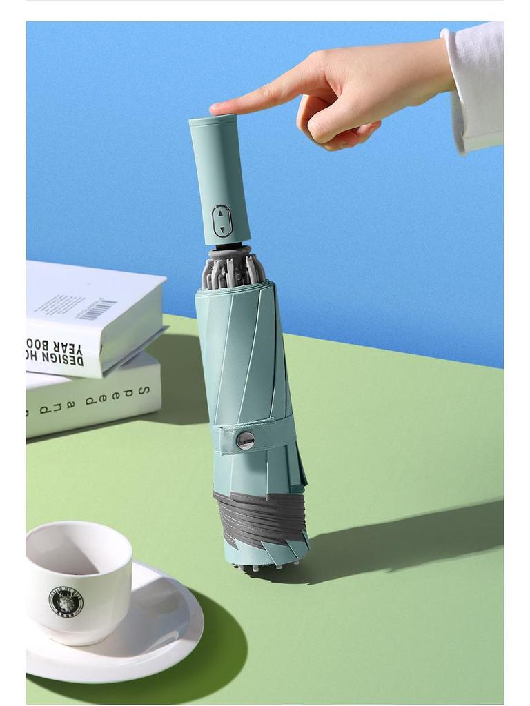 Automatic Reverse Anti-Rebound Umbrella with Reflective Strip, Sun and Rain Protection, Windproof 10-Rib Design