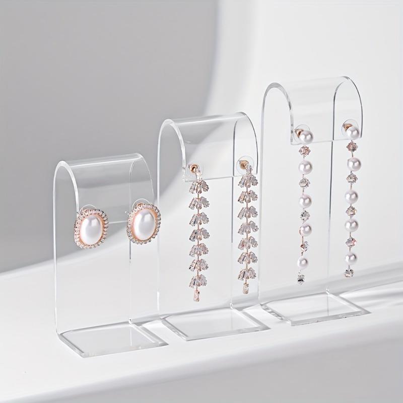 

3 шт./набор Акриловая изогнутая верхняя подставка-дисплей для серег-капель, стойка, держатель для серег для выставки-продажи, инструмент для аксессуаров для фотосъемки ювелирных изделий Transparent