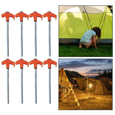 8Pcs Estacas de barraca Estacas de acampamento de metal resistentes Âncoras rosqueadas configuradas com furadeira ou martelo Estacas de barraca de aderência superior em solo de grama Cascalho