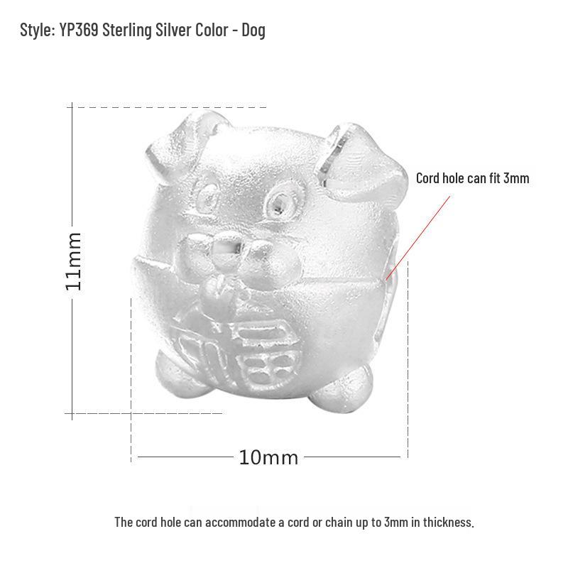 

3D Pure S999 Silver Beads: Handmade Zodiac Themed Lucky Charm Accessories