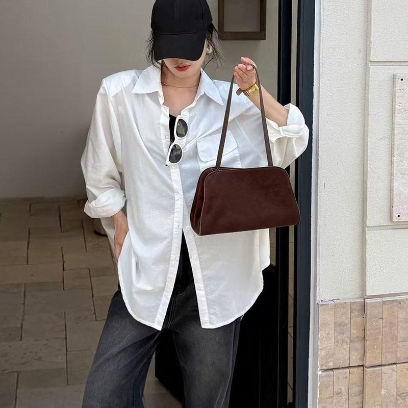 Vintage Genuine Leather Handbag Purse For Women Suede Shoulder Bag Crossbody Bags Female Luxury Designer Clutch Ladies Hobo Bag