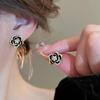 Elegant French Retro Drip Oil Zircon Faux Pearl Flower Sterling Silver Stud Earrings for Women