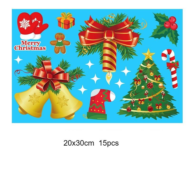 Christmas Static Window Stickers Large Snow Flake Elk PVC Wall Decals Santa Party New Year Home Glass Decor Dress Up Accessories