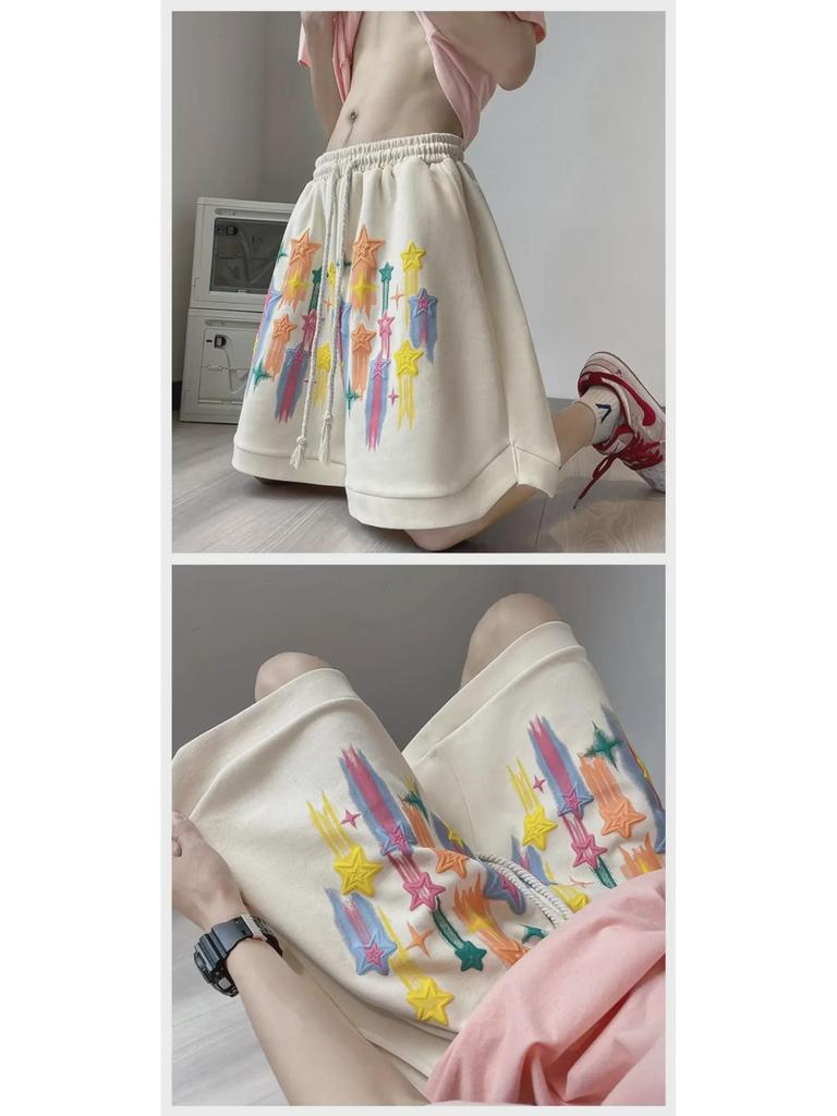 Men's Summer Hip-Hop Foaming Star Streetwear Shorts