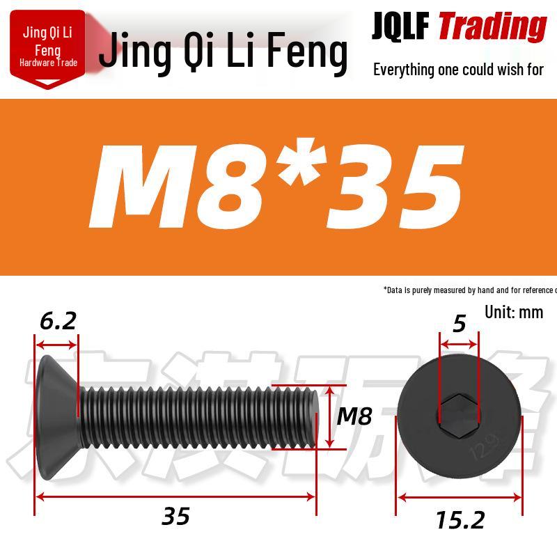 12.9 Grade Alloy Steel Blackened Hex Socket Cap Screw, ISO10642 Countersunk Head