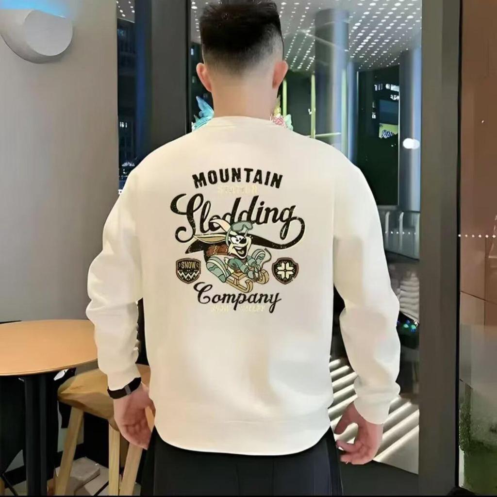 Men's European Trendy Printed Round Neck Hoodie - Slim-Fit Versatile Autumn/Winter Top