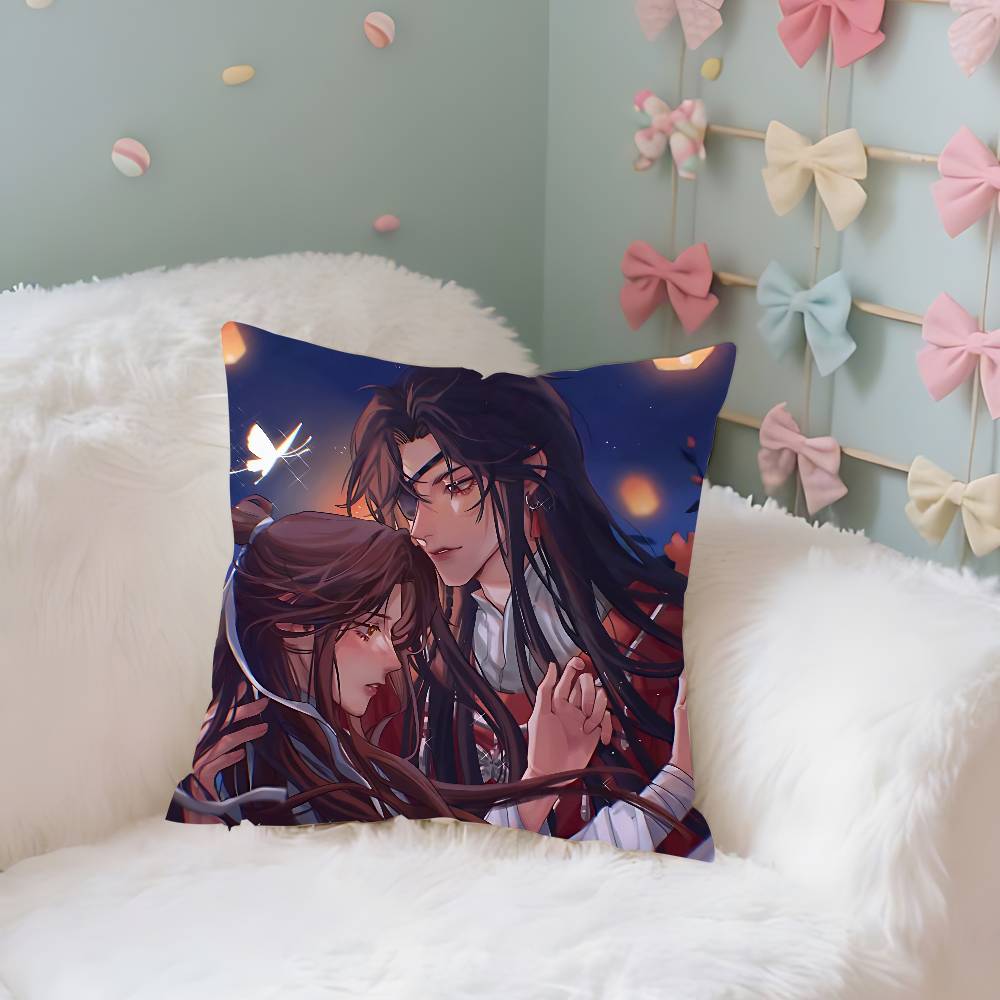 HHeaven Officials Blessing Case Plush Fabric Soft Pillowcase Double Sided Print Cushion Cover Household Gifts