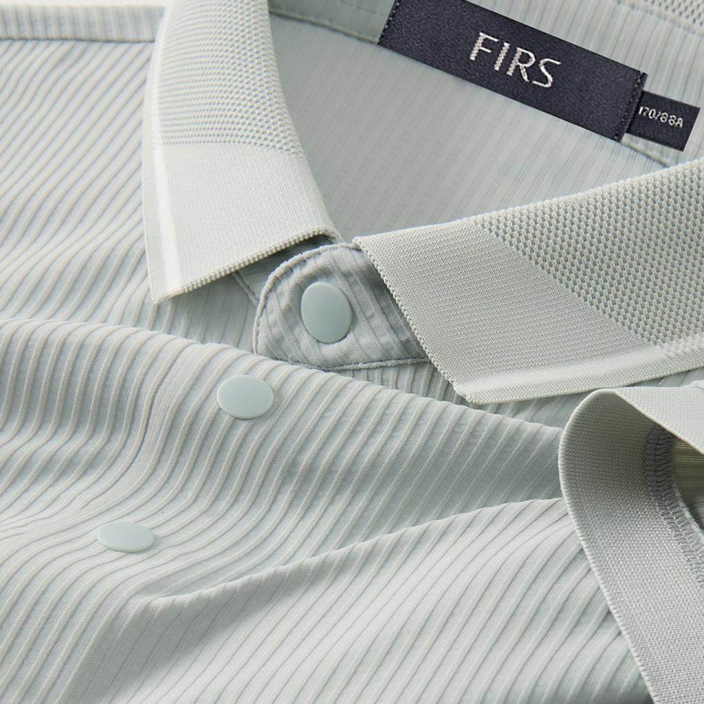 Men's Summer Contrasting Jacquard Collar Striped Texture Breathable Polo Shirt