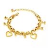 Double Layer Heart Charm Beaded Bracelet Women Titanium Steel Gold Plated Elegant Minimalist Jewelry Accessory