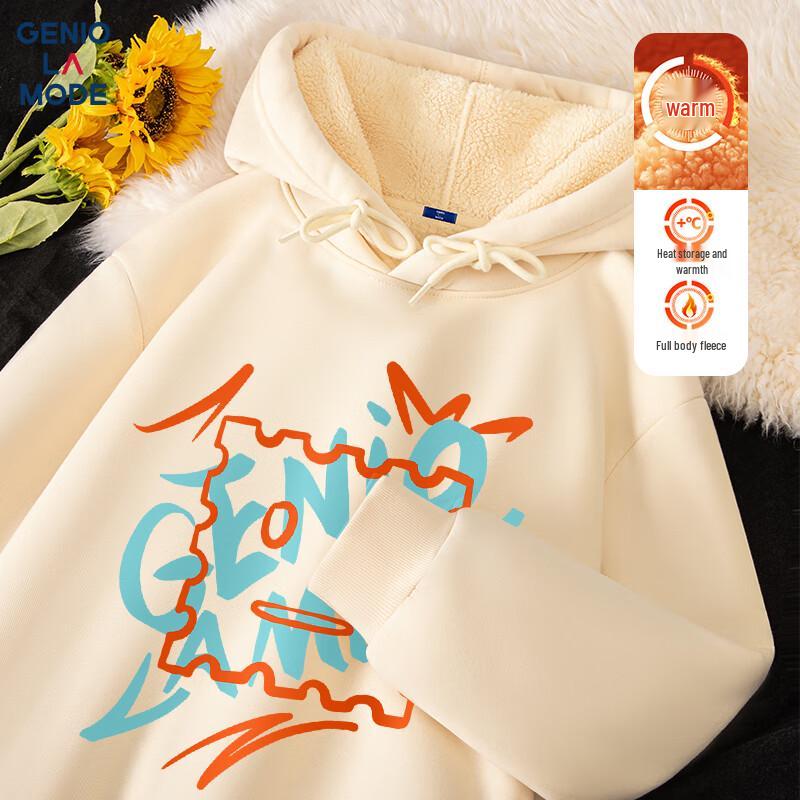 GENIOLAMODE Męska bluza z kapturem z grubego polaru