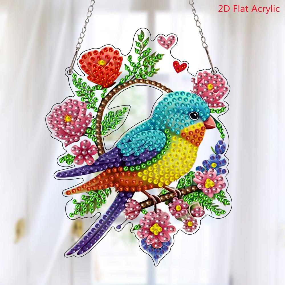 Diamond Painting Cartoon Parrot Colorful Pattern, Bright Diamond Acrylic Material Home Decoration 11X14.5