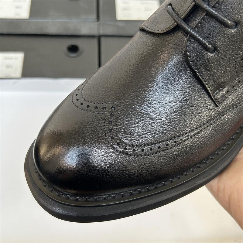 Brock Leather Shoes Men'S Business Dress Leather Breathable Casual Commuting Thick Sole Heightening British Style Men'S Leather Shoes