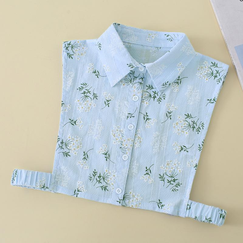 Women Cotton Printed Detachable Lapel Fake Collar Shirt White Ruffles False Collar Woman Removable False Blouse Nep Kraagie