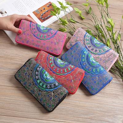 Fashion Women Oxford Embroidery Road Wallet Coin Bag Purse Phone Bag
