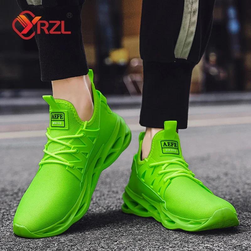 YRZL Men's Breathable Running Shoes High Quality Lightweight Non Slip Comfortable Sneakers for Men Cushioned Fashion Sport Shoes