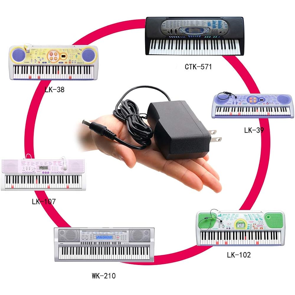 AD-5JL/AD-5 CASIO Adaptador AC de Substituição para Navegação Luminosa para Teclados Digitais PA-1B/CTK-411/CTK...