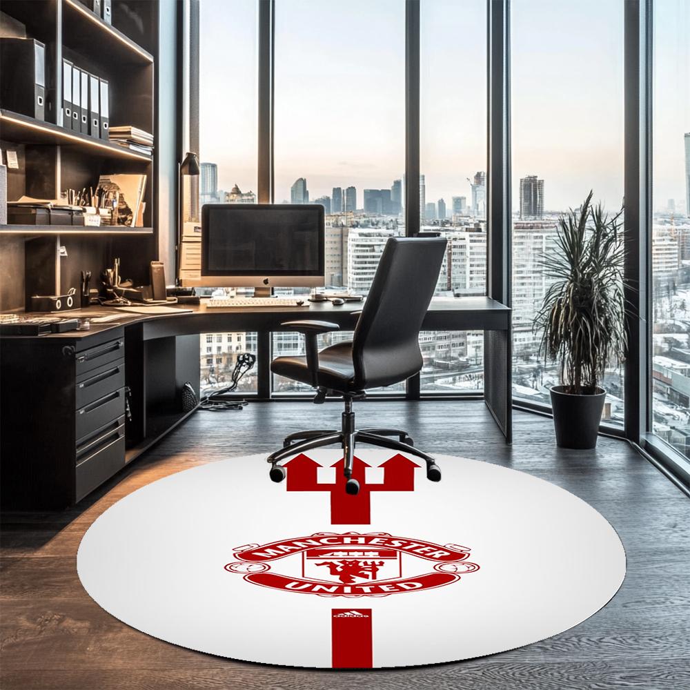 Manchester United Printed Round Rug Carpet Chair Rug Area Rug Entryway Doormats,for Office Chair Living Room Bedroom Kitchen Room.