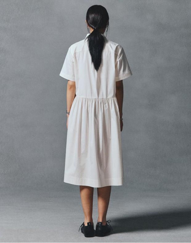Hejiseu [His] Ivory Button-Down Short Sleeve Dress