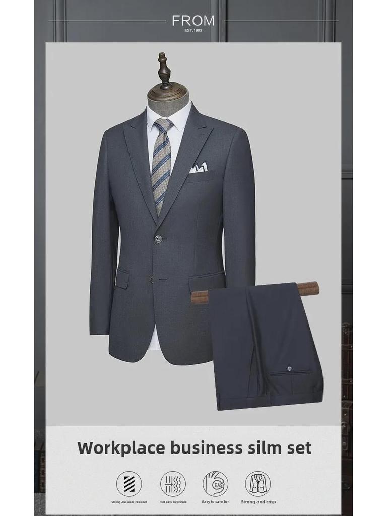 High-End Grå Ull Herre Businessdressjakke