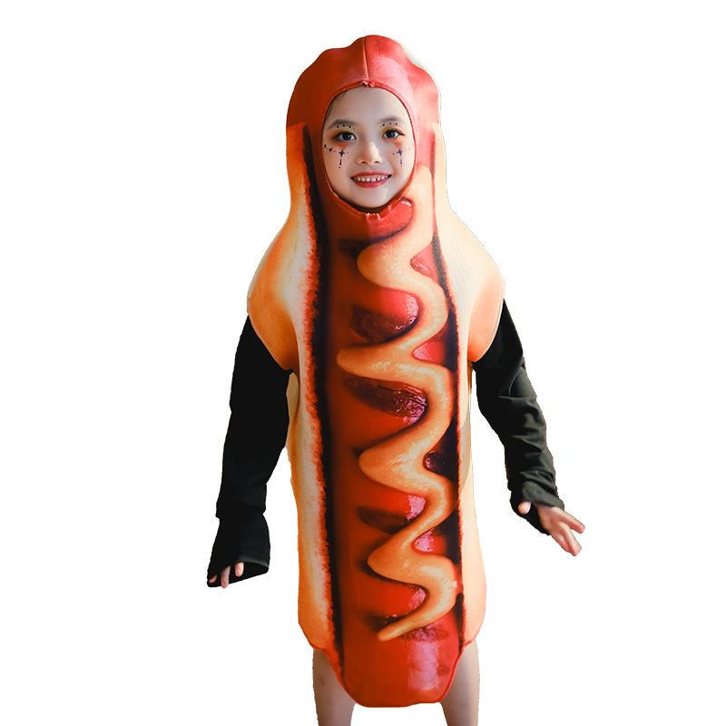 Halloween children funny food hot dog cosplay costume creative party fun stage cartoon show costume