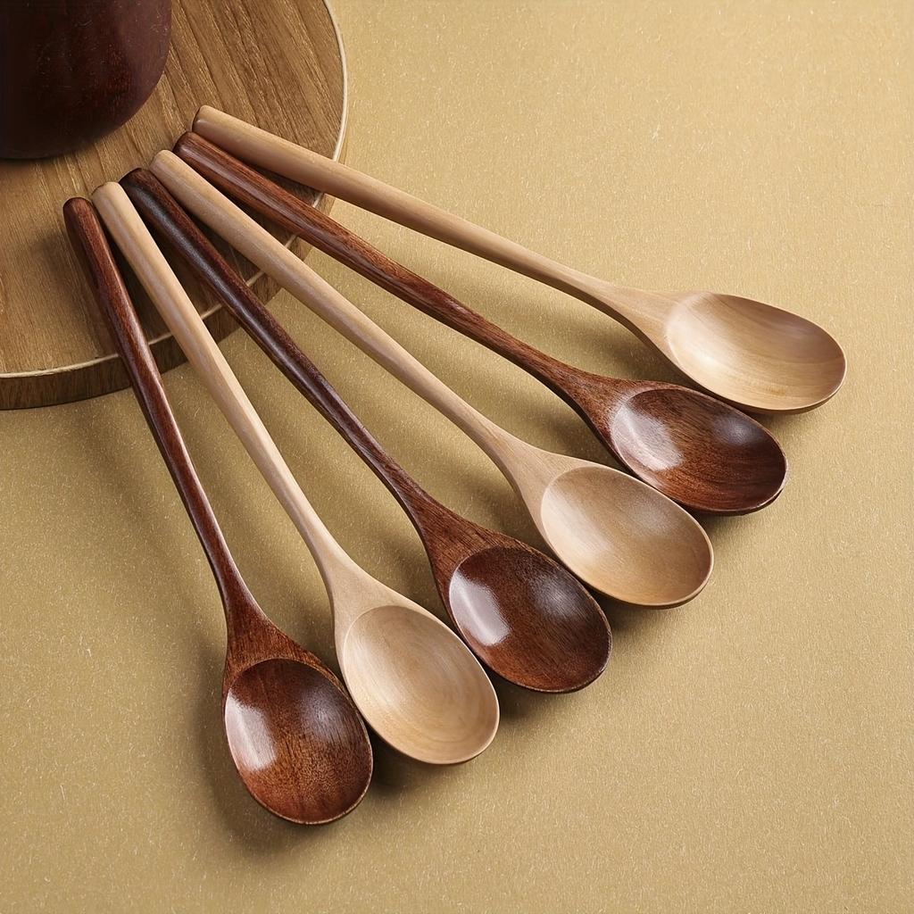 Wooden Spoon Tableware Kitchen Cooking Utensil Tools Soup Teaspoon Catering Cooking Utensil Tool Coffee Soup Teaspoon 23.5cm