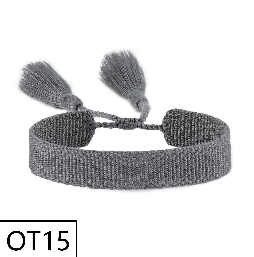 European & American Style Woven Bracelet - Solid Color, 1.3cm, Handmade Tassel, Fashionable Polyester Hand Rope for Women