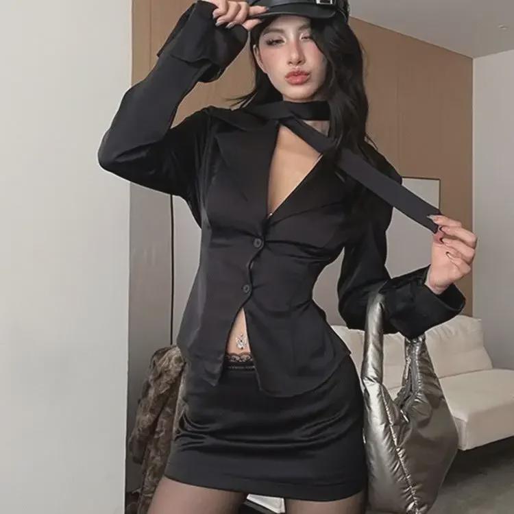 Women's 2024 Spring Satin Ribbon Collar Shirt - French Chic Celebrity Style Short Top