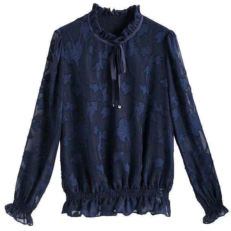 Floral Printed Chiffon Shirt Casual Loose T Shirt for Women