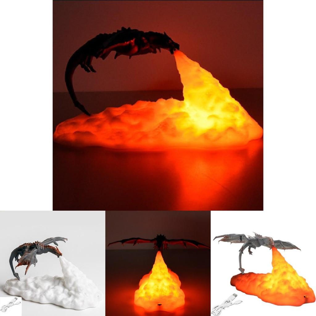 Exquisite 3d Printed Ice Dragon Lamp Led Night Light Stylish Bedroom Decor Gift