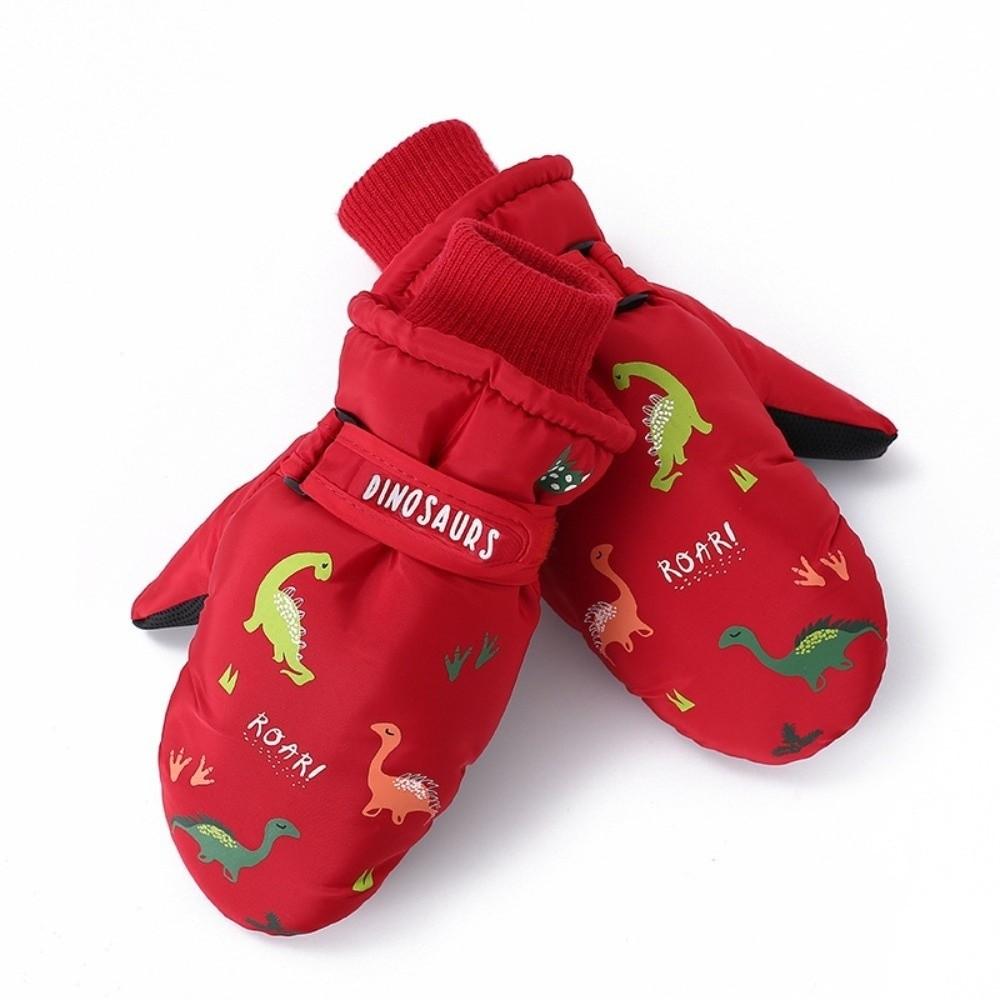 Cartoon Dinosaur Ski Snow Gloves Windproof Winter Mittens Durable Kids Thermal Gloves Winter