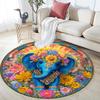 Elephant Round Area Rug,Carpet Rug for Living Room Bedroom Sofa Playroom Decor,Non-slip Floor Mat