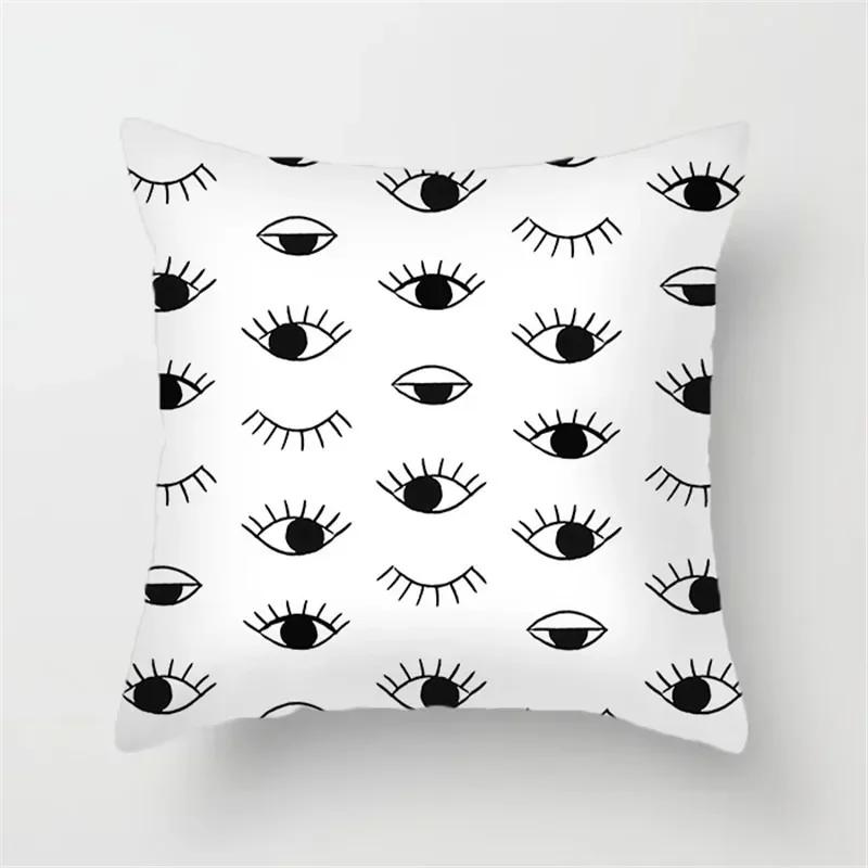Office Sofa Car Cushion Cover Cartoon Black and White Simple Line Printing Luxury Home Decoration Pillow Cover