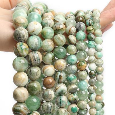 Natürliche 6–12 mm grüne Rhodosit-Steinperlen, runde, lose Abstandsperlen für die Herstellung von Schmuck, handgefertigte Armbänder und Halskettenzubehör