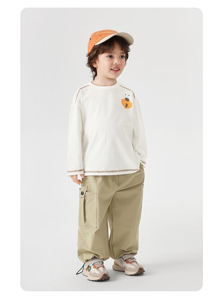 European Boys' Trendy Long Sleeve T-Shirt - Spring/Autumn Style, Cool Sporty Base Layer for Kids, Warm Inner Layer Top