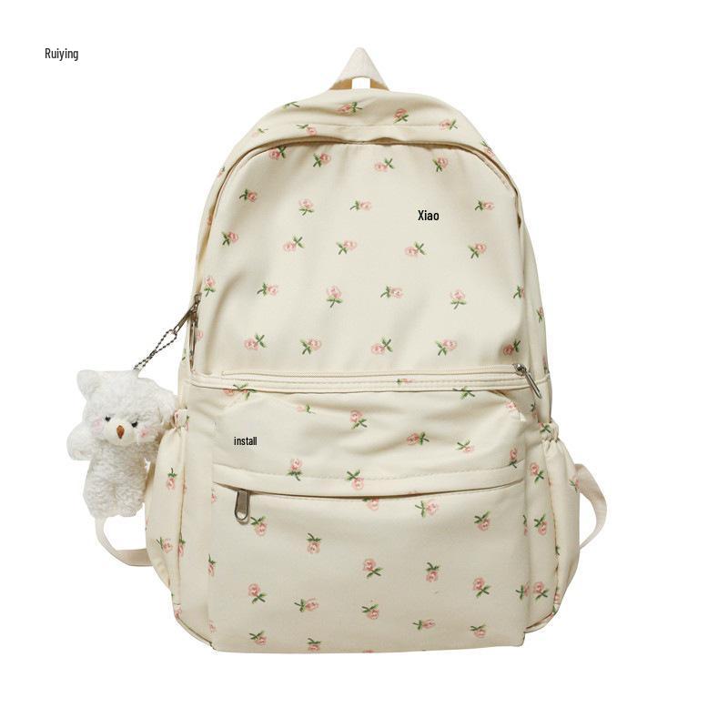 Women's Korean Style Bear Zipper Backpack - Casual, Large Capacity for Laptop