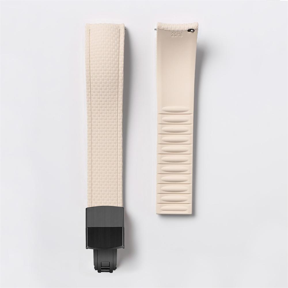 FKM Watch Band Fluoro Rubber Strap 18/19/20/21/22/24mm Quick Release Folding Clasp Cut To Size Replace Watch Bracelet for Men Women
