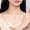 S925 Sterling Silver Women's Trendy Heart Pendant Necklace Red Agate Tassels Electroplated Perfect Fall/Winter Sweater Chain