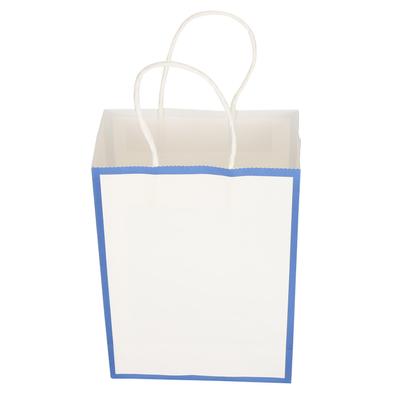 10pcs Shopping Packaging Paper Bag Portable Kraft Paper Gift Bag White Blue Edge