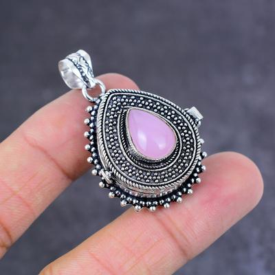 Natural Rose Quartz Handmade 925 Sterling Silver Poison Pendant 1.77" E4P10