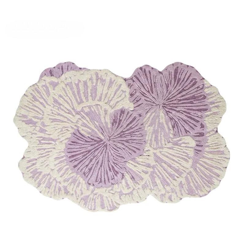Art Style Carpets for Living Room Light Luxury Bedroom Decor Carpet Fluffy Soft Irregular Shape Bedside Rug Home Plush Floor Mat