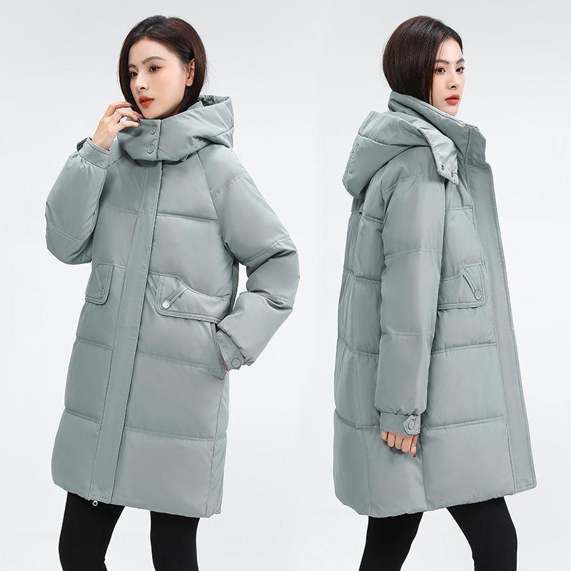 Cotton-padded Women's Medium and Long Hooded Versatile Fashion Middle-aged and Young People's Tops Thickened Warm Jackets Down Cotton-padded Clothes