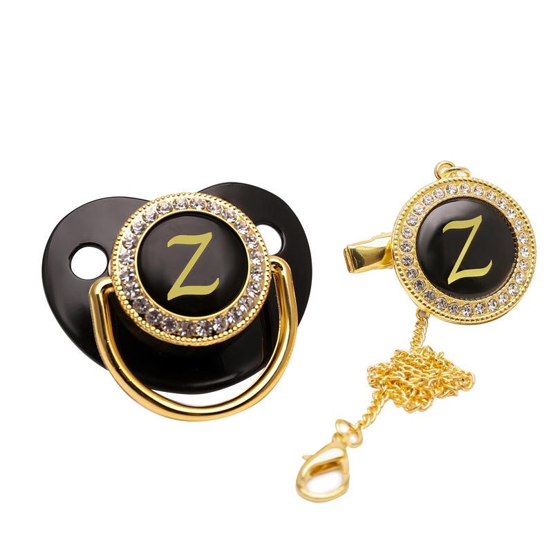 Baby Alphabet Pacifier with Clip - Black