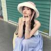 Plaid Bucket Hat Women'S Summer Wide Edge Lace-Up Big Brim Showing Face Small Sun Hat Sun Protection Hat Basin Hat