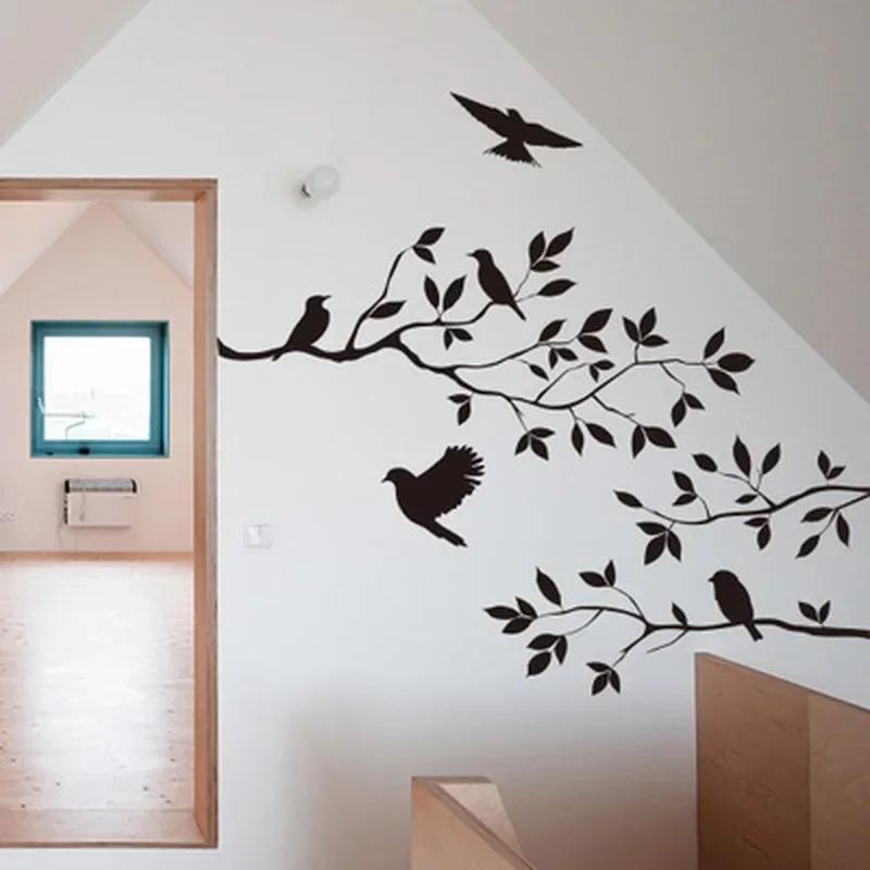 Home Fashion Decoration New Bird Wall Stickers Tree Leaf Vinyl for Children's Living Room Stickers On The Wall Accessories