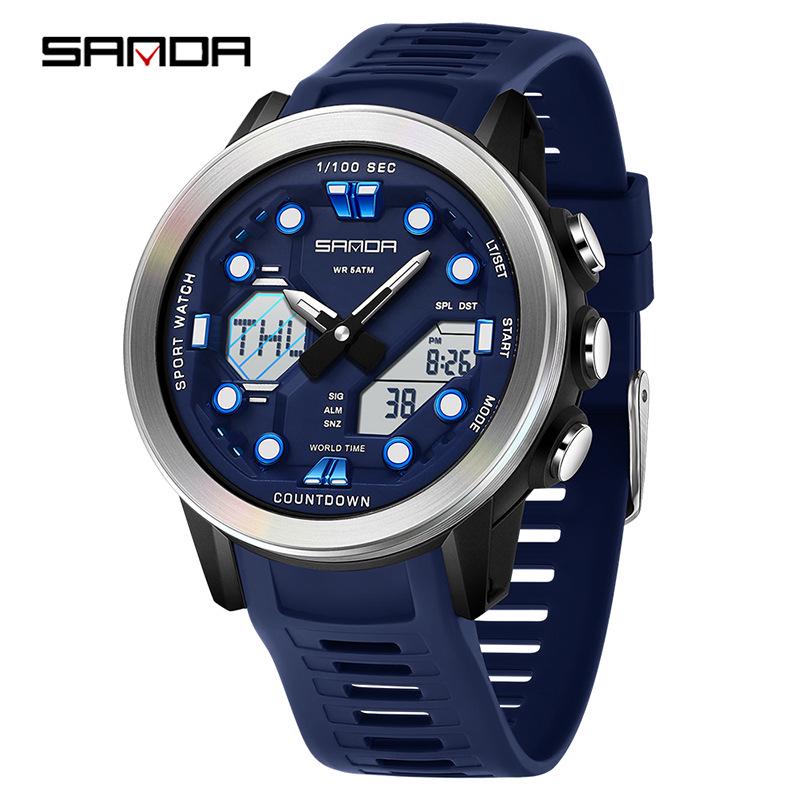Sanda Watch: Student Fashion Sport, Waterproof, Dual Display, Unisex.