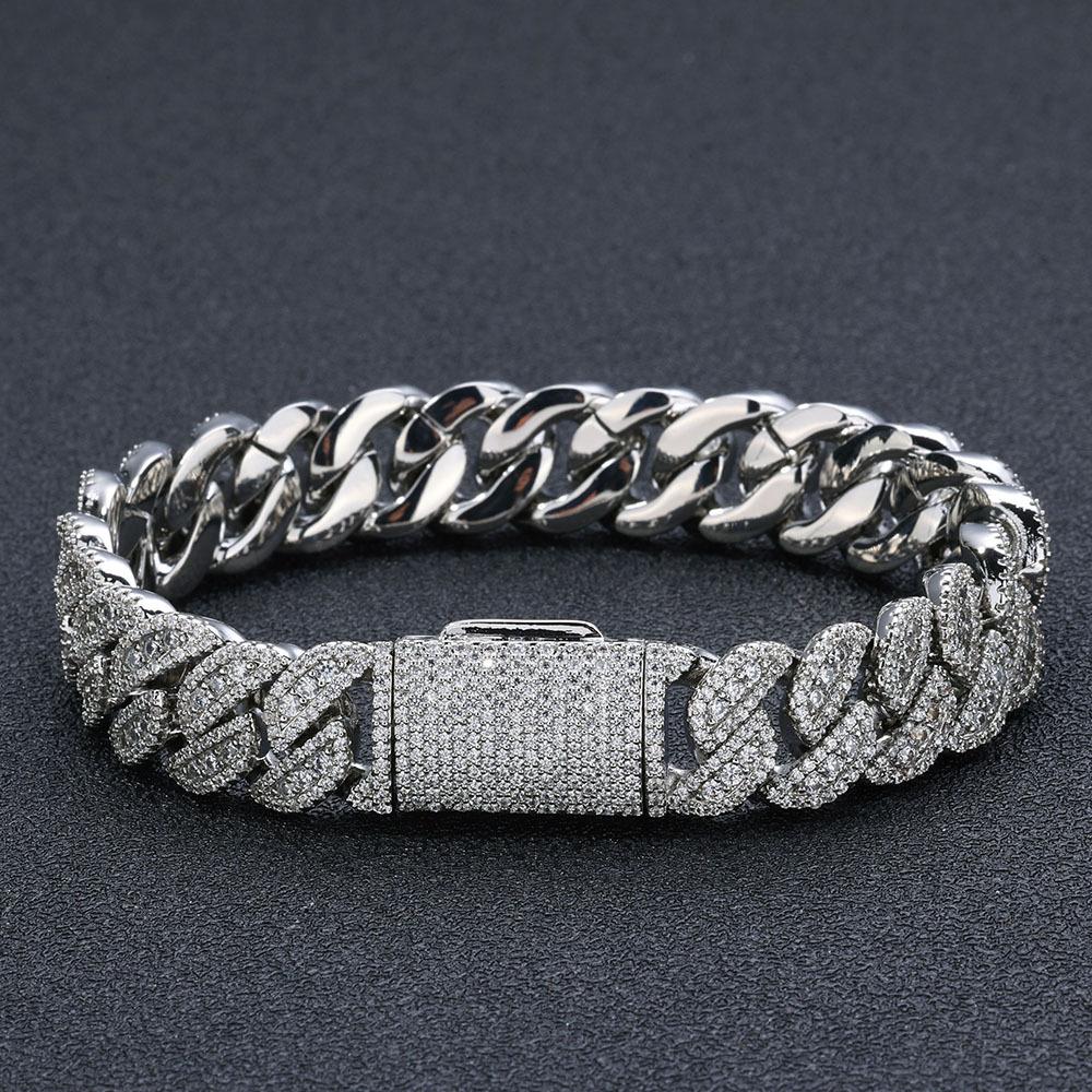 

Men s Zircon Bracelet with Inlaid Diamonds, Stainless Steel Cubic Zirconia Hand Jewelry for Men, Hip Hop Luxury Bracelet Gift for Him bracelet 7 inches (length 17.78cm)
