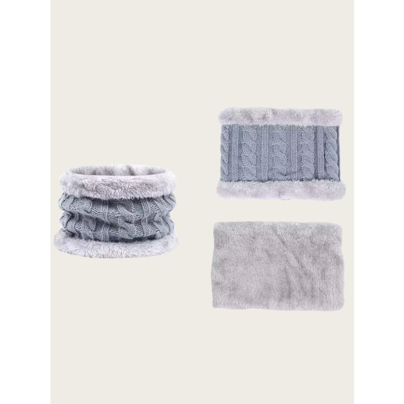 3pcs/set Children's Winter Warm Double Ball Knit Hat Scarf Gloves For Boys And Girls Warm And Cold-proof Suit